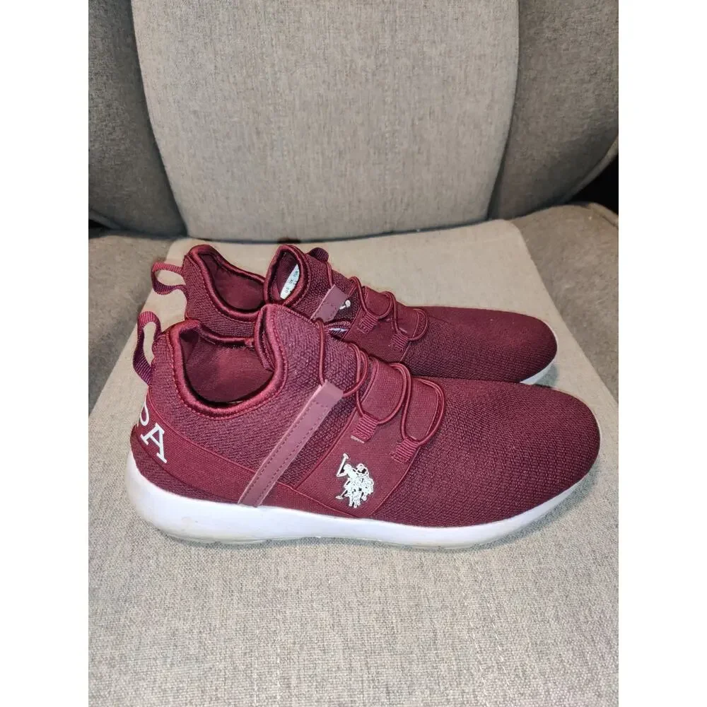 US Polo Assn Women's Slip-On Sneakers Size 10 Red Burgundy / White